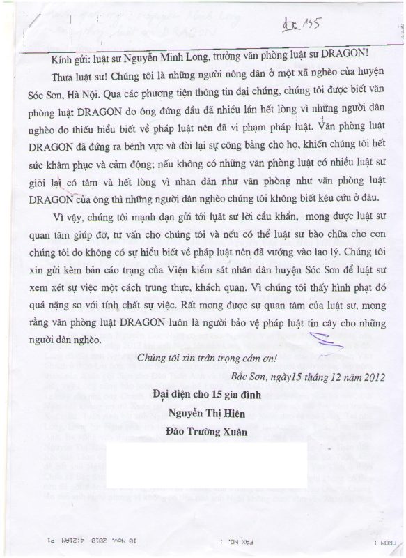Văn phòng luật sư tại Hà Nội nhận đơn mời luật sư của đại diện 15 hộ gia đình tại Sóc Sơn Văn phòng luật sư tại Hà Nội nhận đơn mời luật sư của đại diện 15 hộ gia đình tại Sóc Sơn