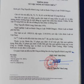 Văn phòng luật sư Dragon nhận được quyết định đưa vụ án ra xét xử trong vụ đại án Tham nhũng, buôn lậu, rửa tiền của Công ty nhật cường