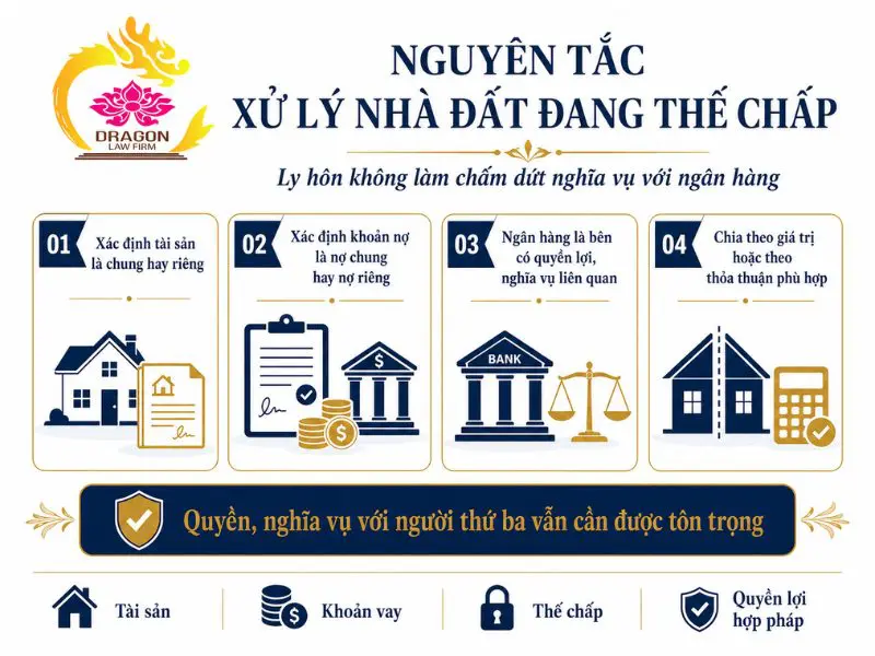 Nguyên tắc chia nhà đất đang thế chấp khi ly hôn