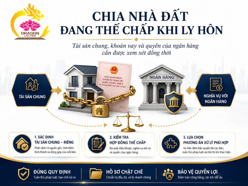 chia nhà đất đang thế chấp khi ly hôn