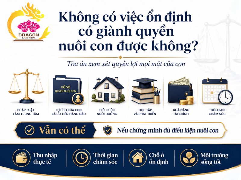 Không có việc ổn định có giành quyền nuôi con được không?