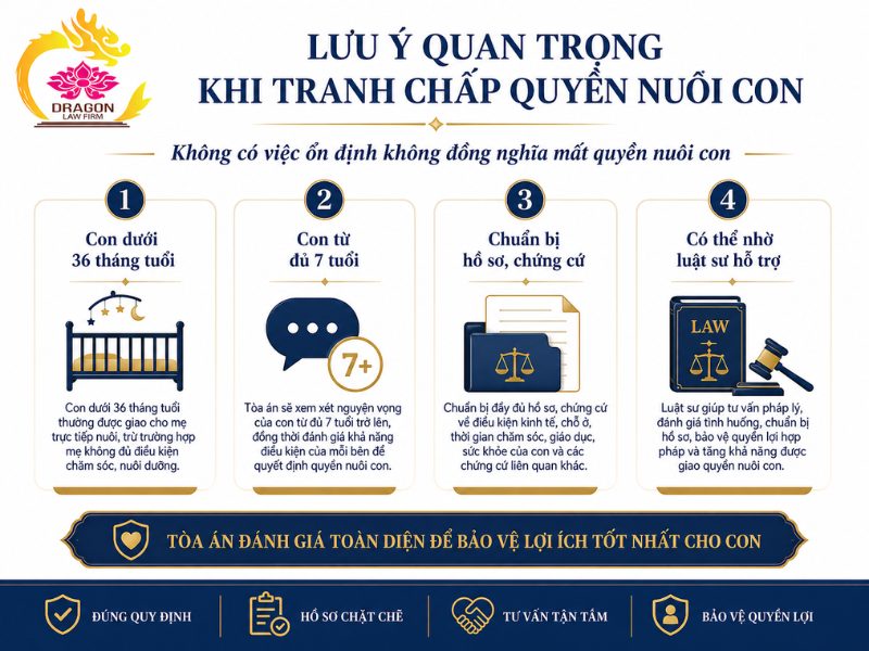 Không có việc ổn định có giành quyền nuôi con được không?