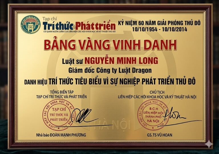 Bằng khen / chứng nhận Công ty Luật Dragon 4